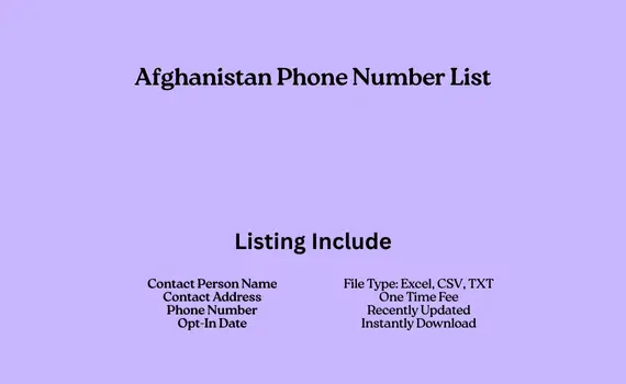 Afghanistan phone number list